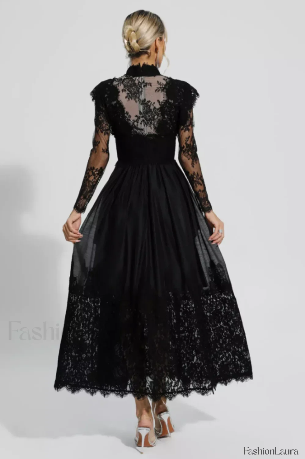 Jamie Black Floral Charming Lace Stitching Dress - Image 27