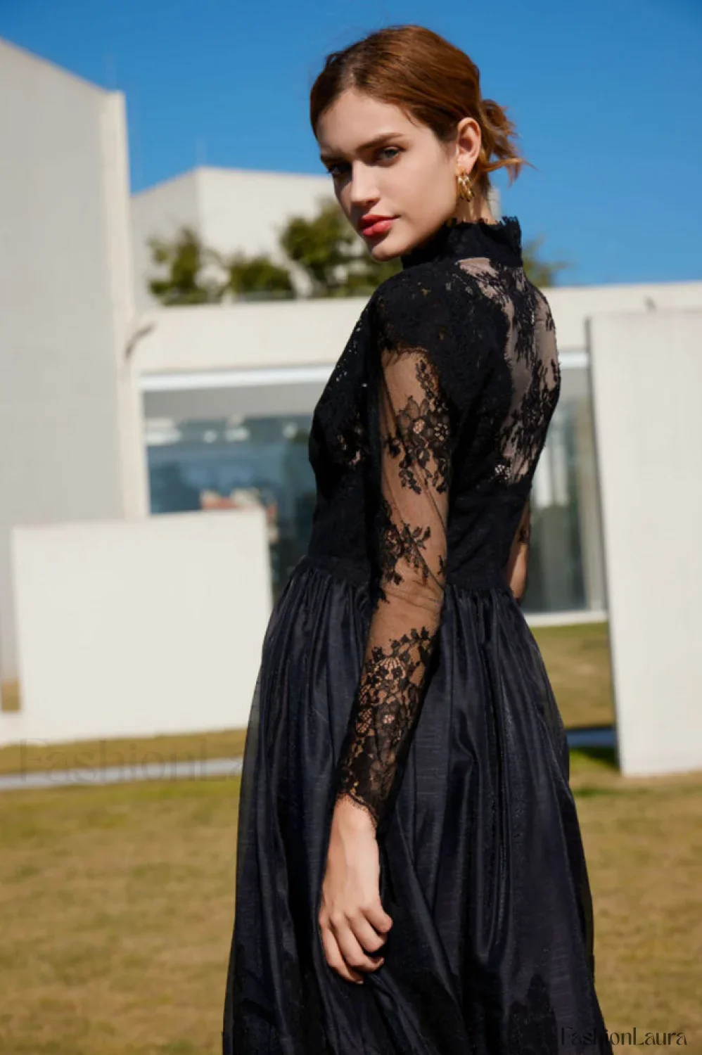 Jamie Black Floral Charming Lace Stitching Dress - Image 31