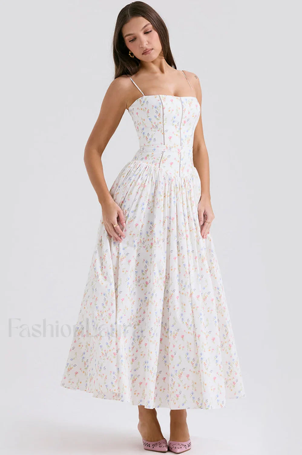 Isabella White Stylish Cotton Sundress - Image 11