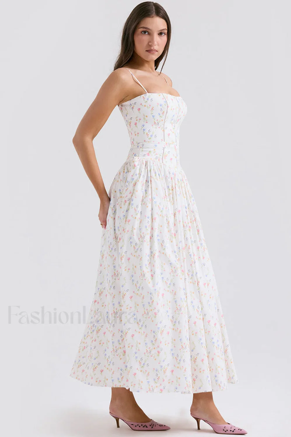 Isabella White Stylish Cotton Sundress - Image 18