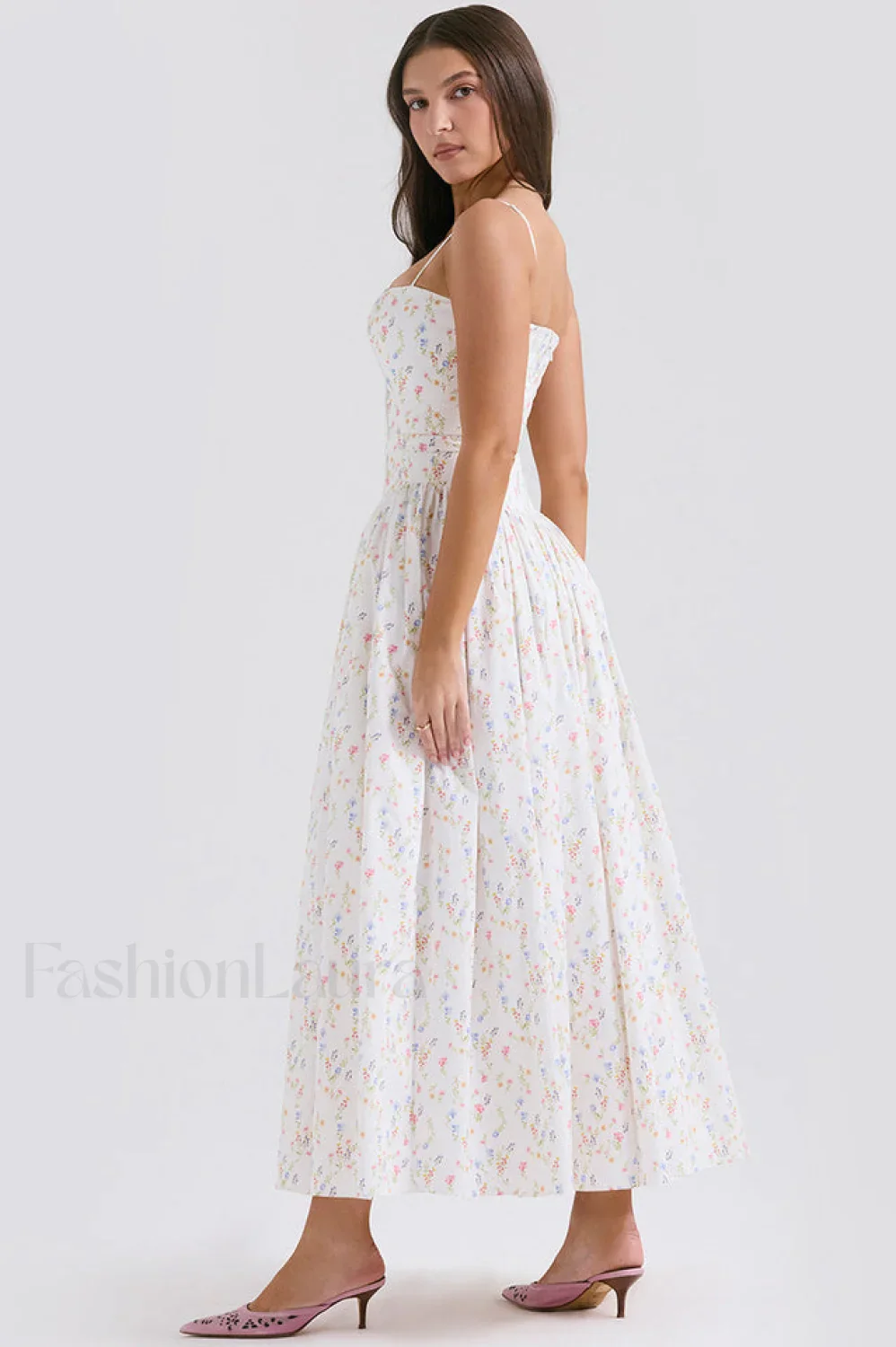 Isabella White Stylish Cotton Sundress - Image 19