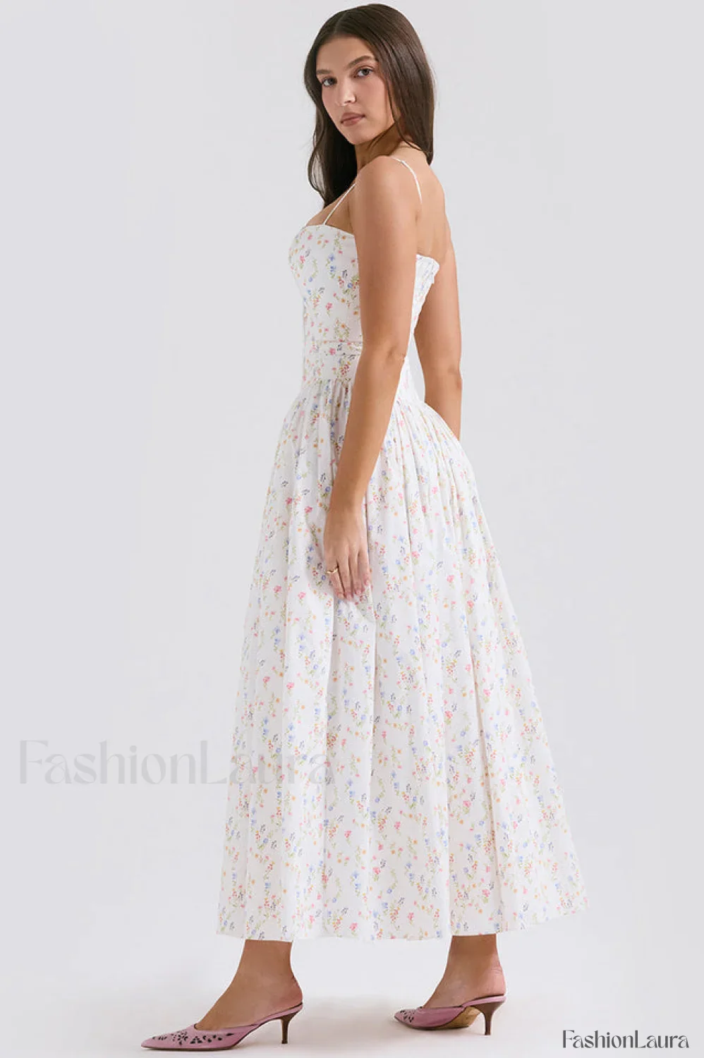 Isabella White Stylish Cotton Sundress - Image 26