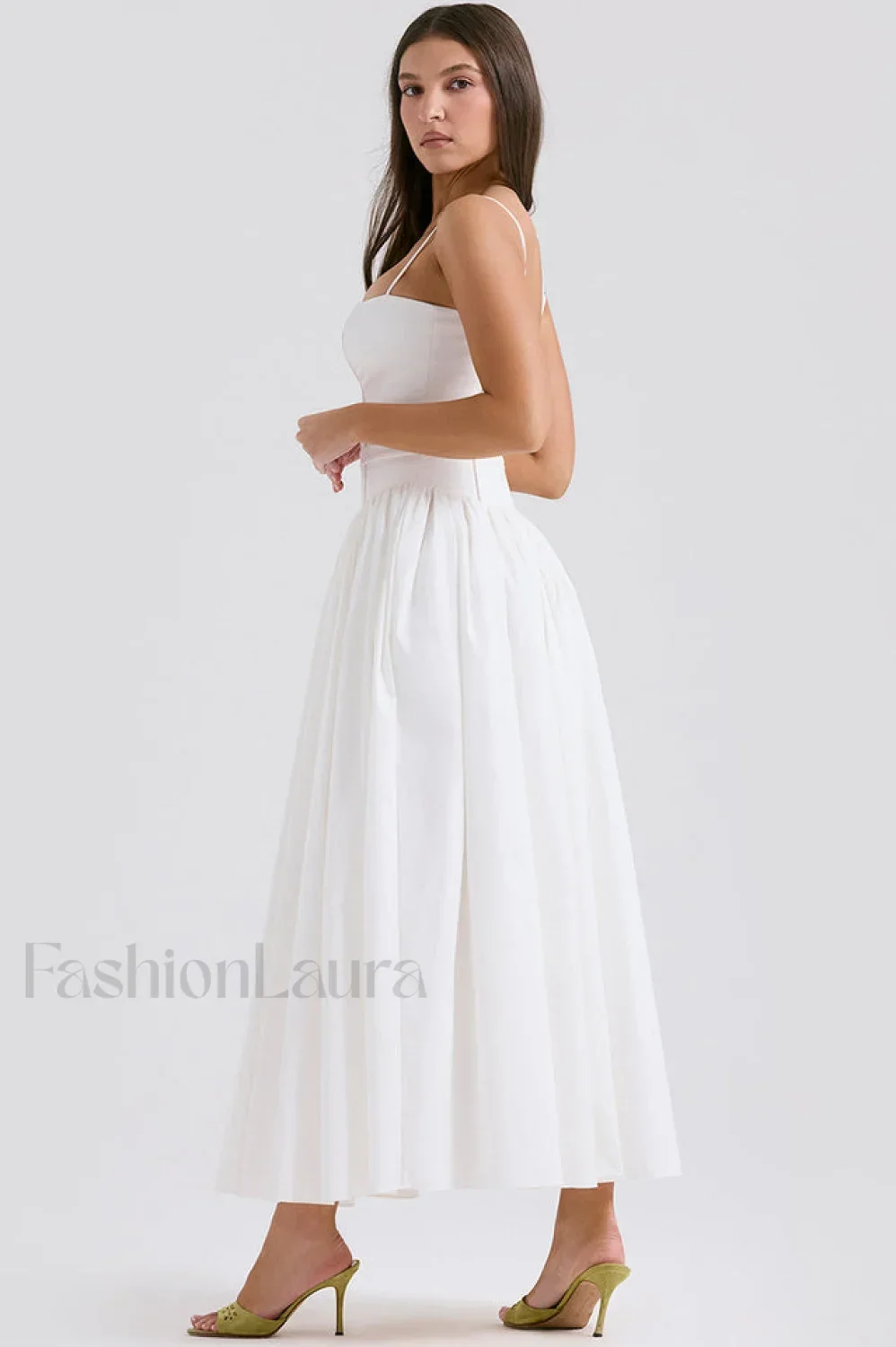 Isabella White Stylish Cotton Sundress - Image 4
