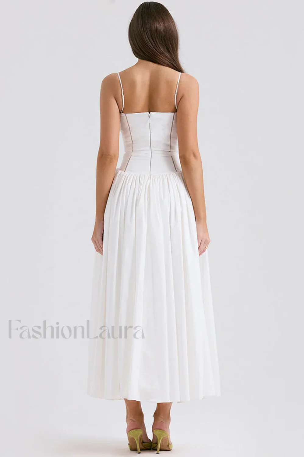 Isabella White Stylish Cotton Sundress - Image 5