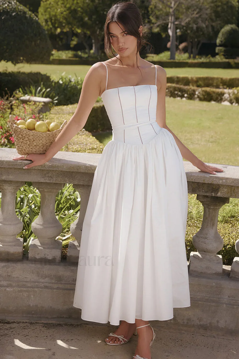 Isabella White Stylish Cotton Sundress - Image 8