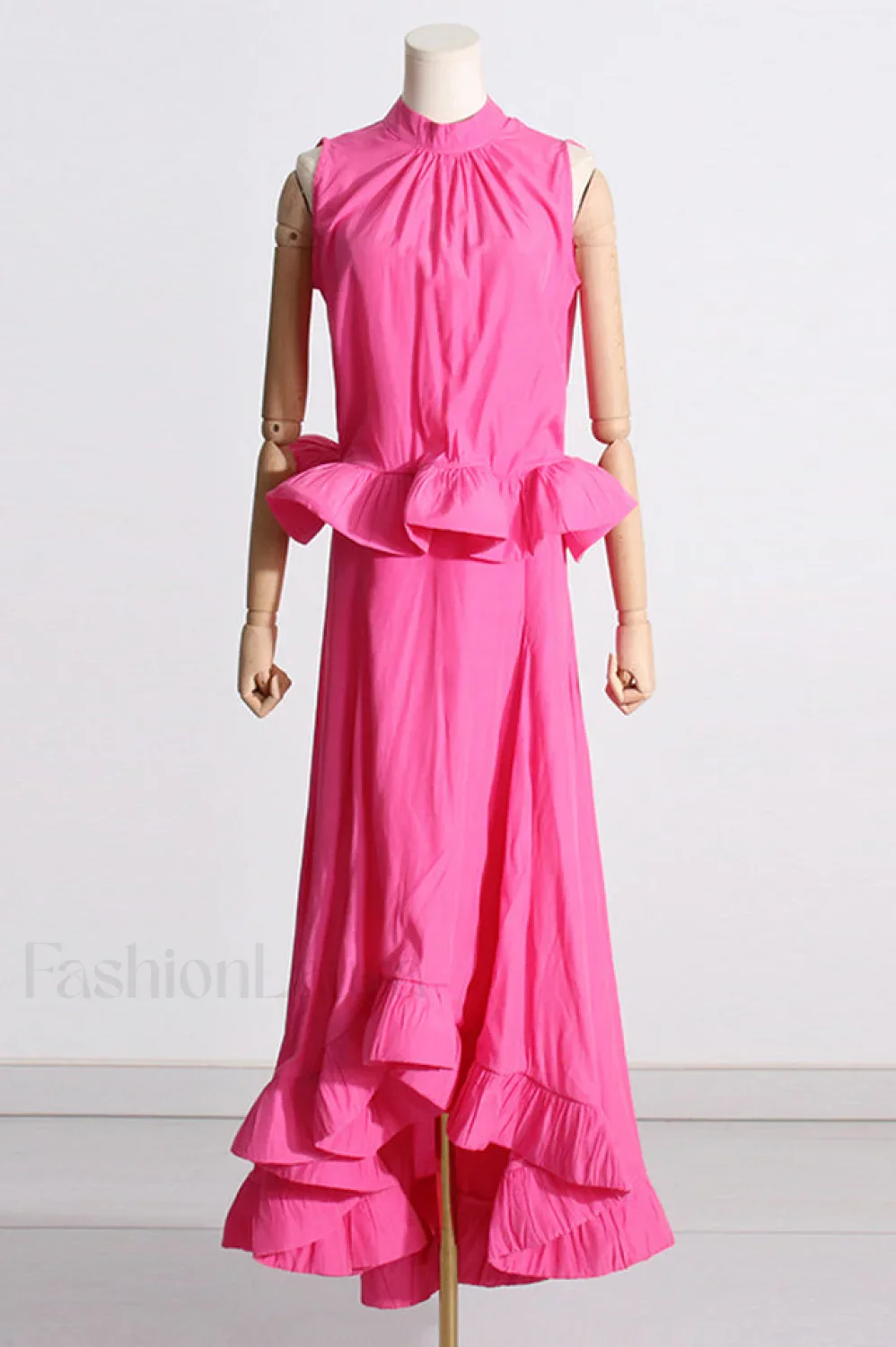 Elaine Pink Sleeveless Charming Ruffle Mermaid Set - Image 8
