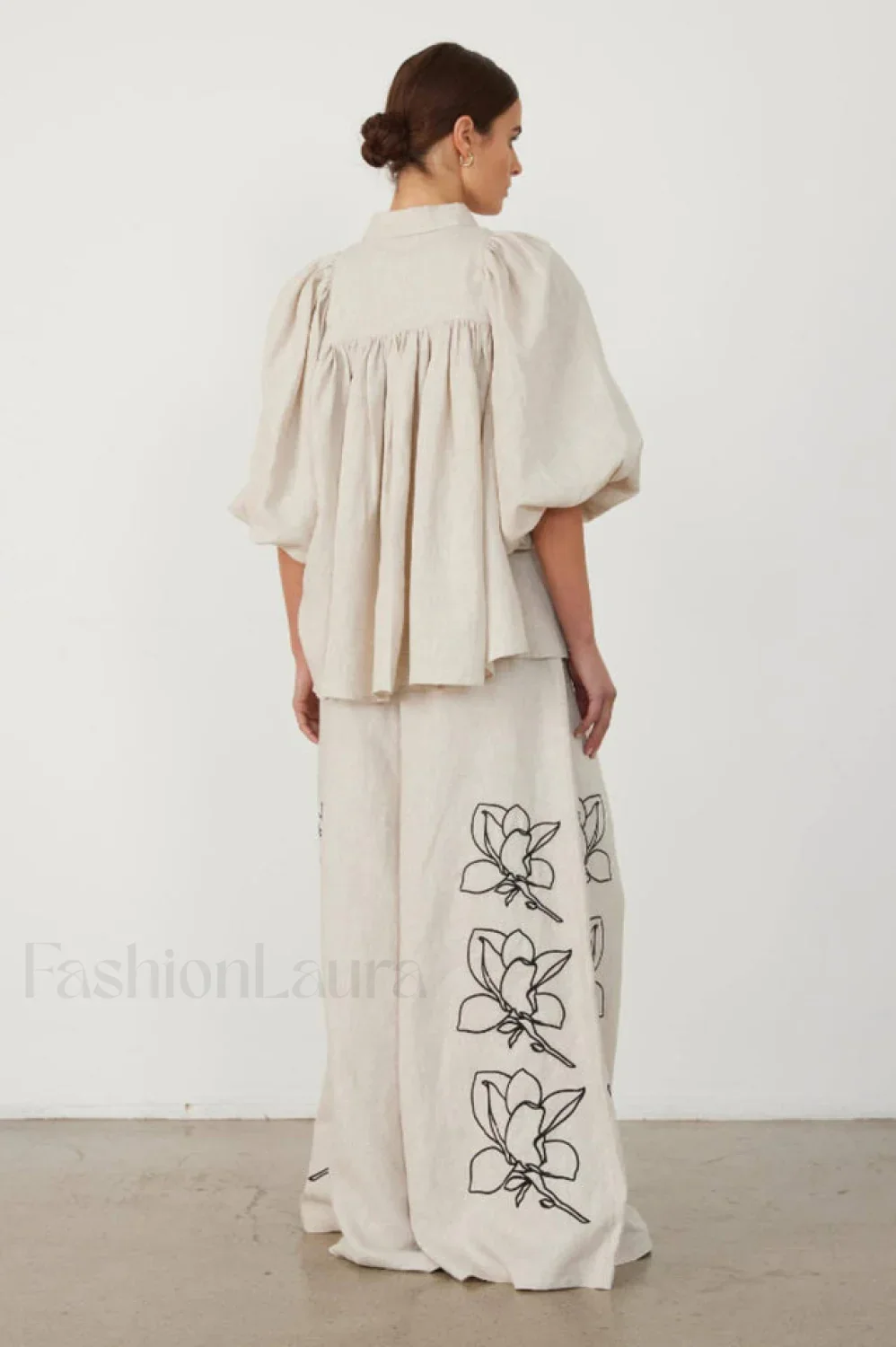 Lola Linen Embroidery Charming Shirt + Pants Set - Image 4