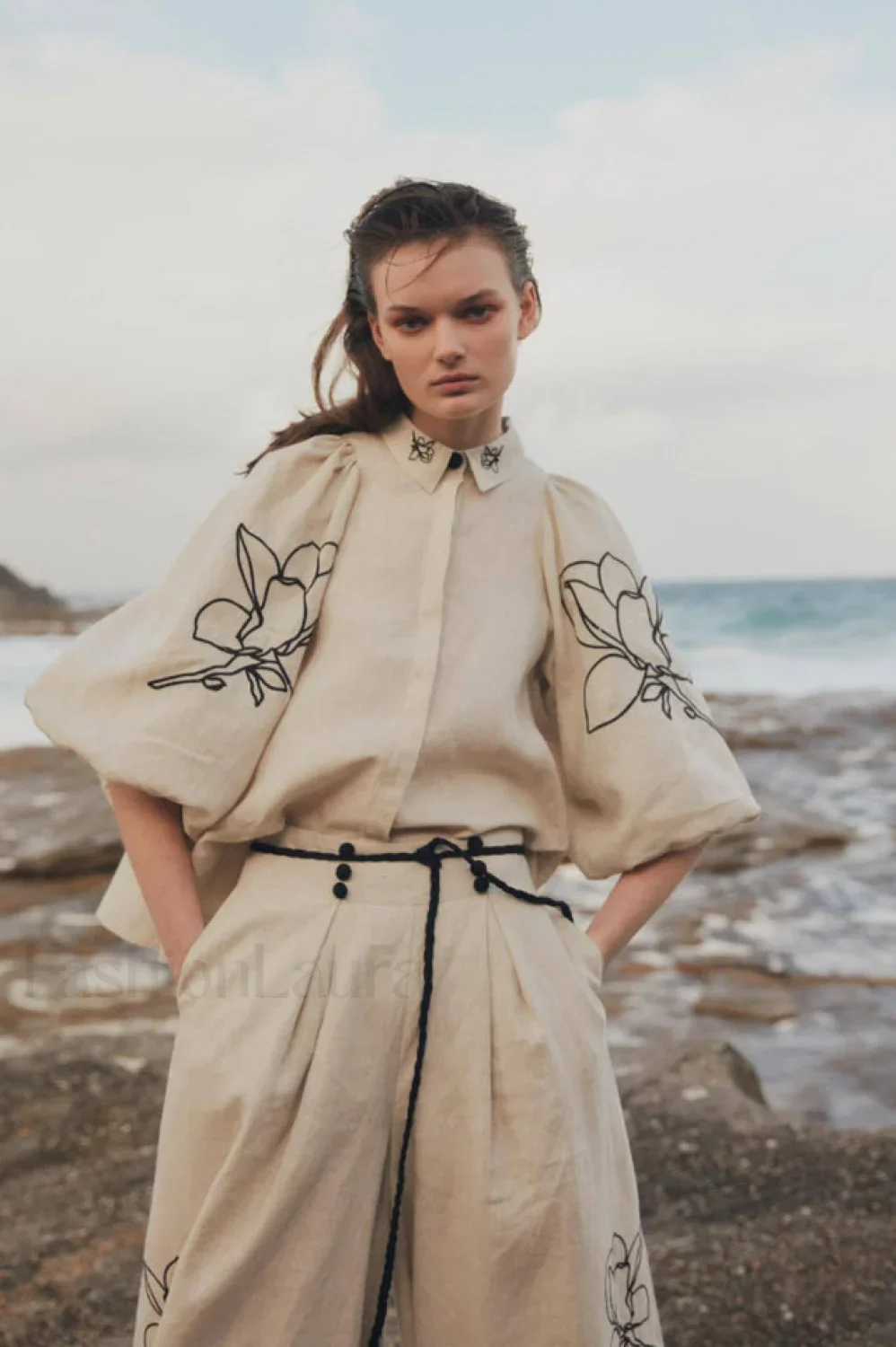 Lola Linen Embroidery Charming Shirt + Pants Set - Image 5