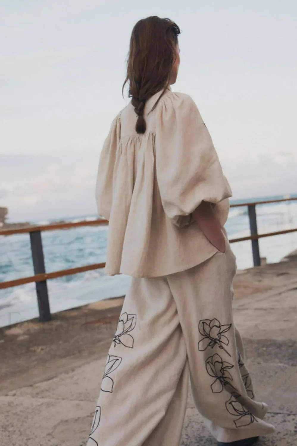 Lola Linen Embroidery Charming Shirt + Pants Set - Image 7