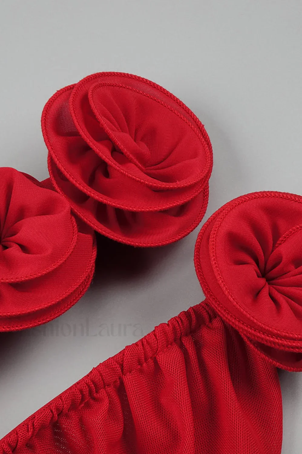 Rose-Appliqu茅 Ruched Stylish Mini Dress - Image 15