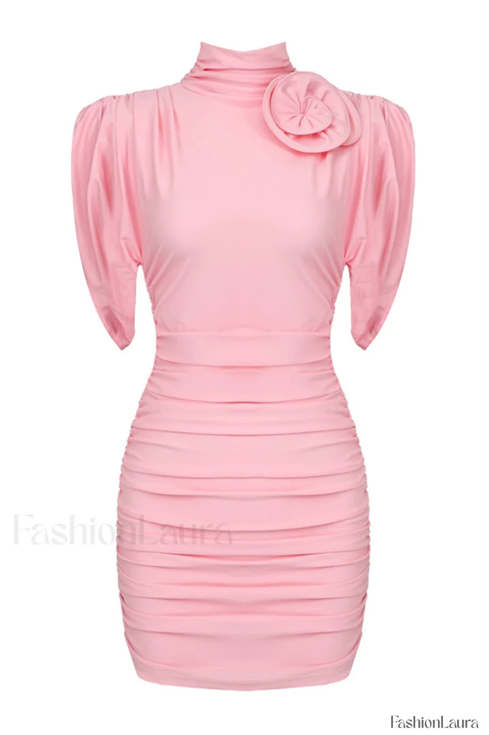 Rose-appliqu茅 Ruched Stylish Jersey Minidress - Image 51