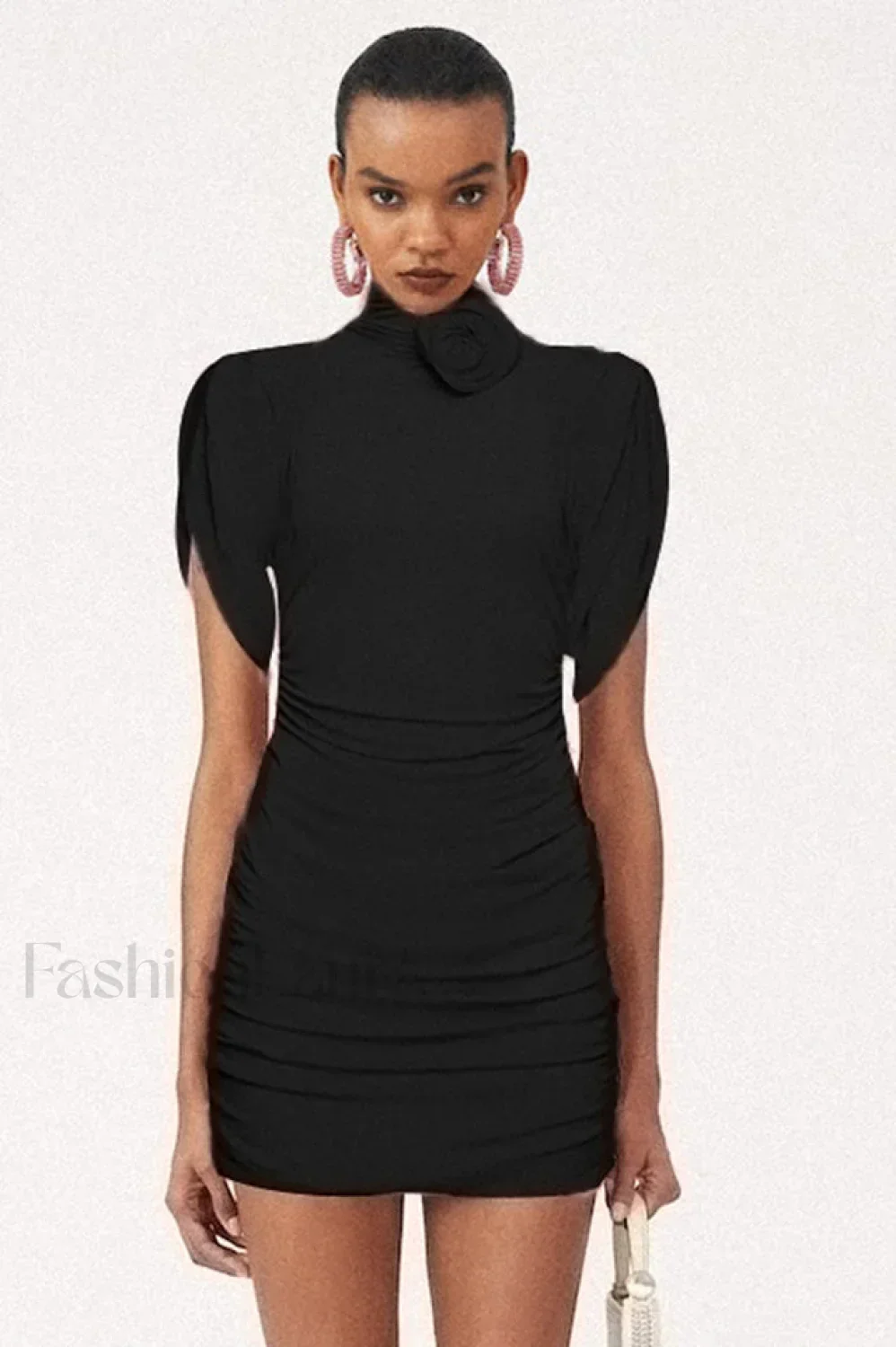 Rose-appliqu茅 Ruched Stylish Jersey Minidress - Image 8