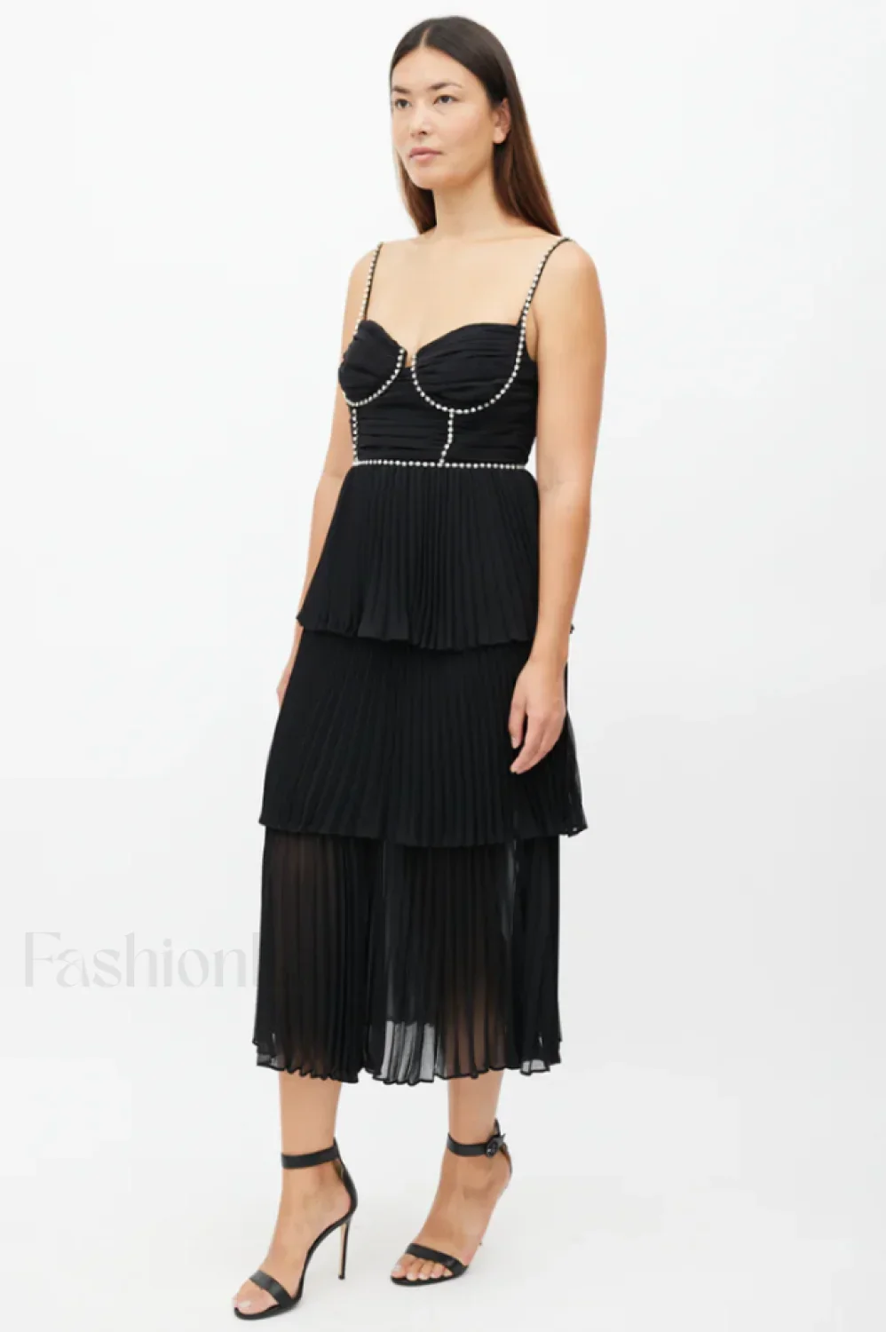 Rochie Black Tiered Charming Jewel Chiffon Dress - Image 12