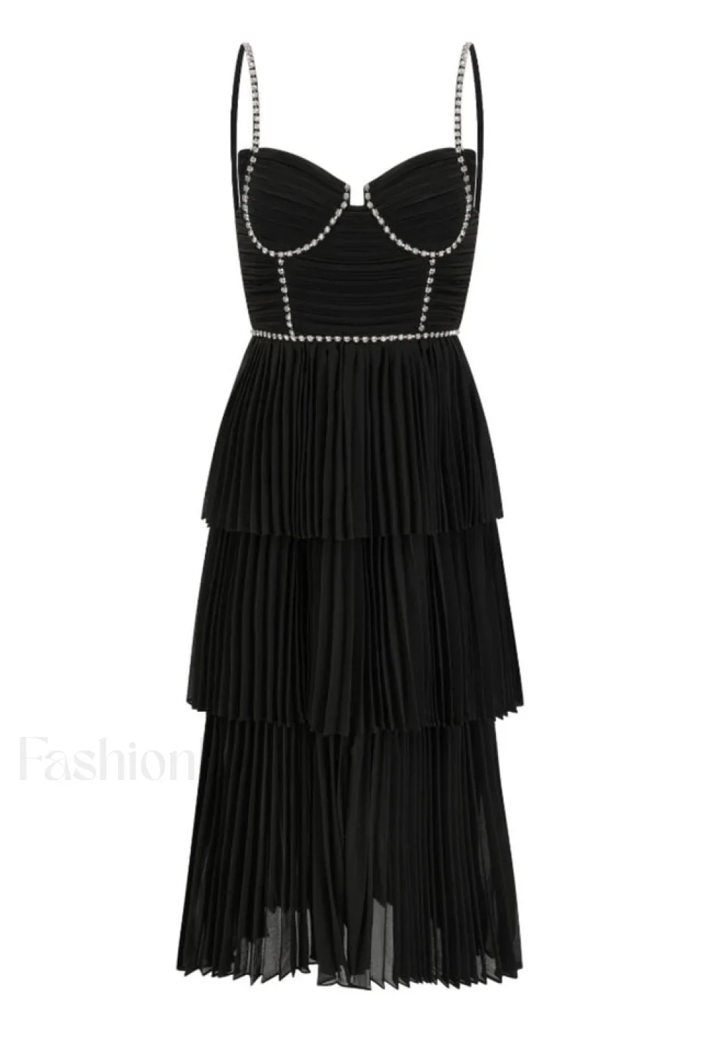 Rochie Black Tiered Charming Jewel Chiffon Dress - Image 18