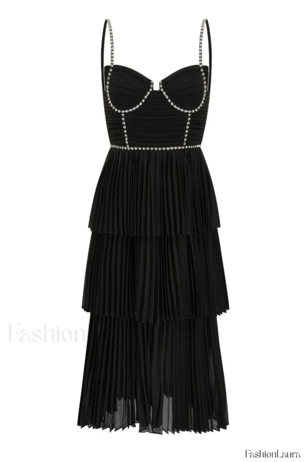 Rochie Black Tiered Charming Jewel Chiffon Dress - Image 25