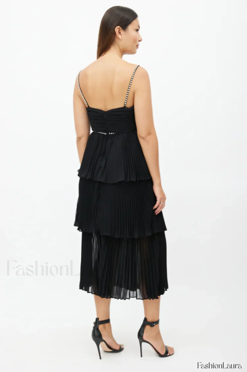 Rochie Black Tiered Charming Jewel Chiffon Dress - Image 26