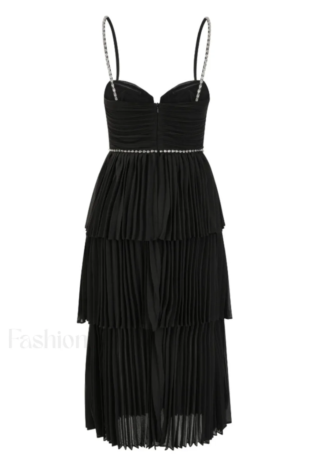 Rochie Black Tiered Charming Jewel Chiffon Dress - Image 8