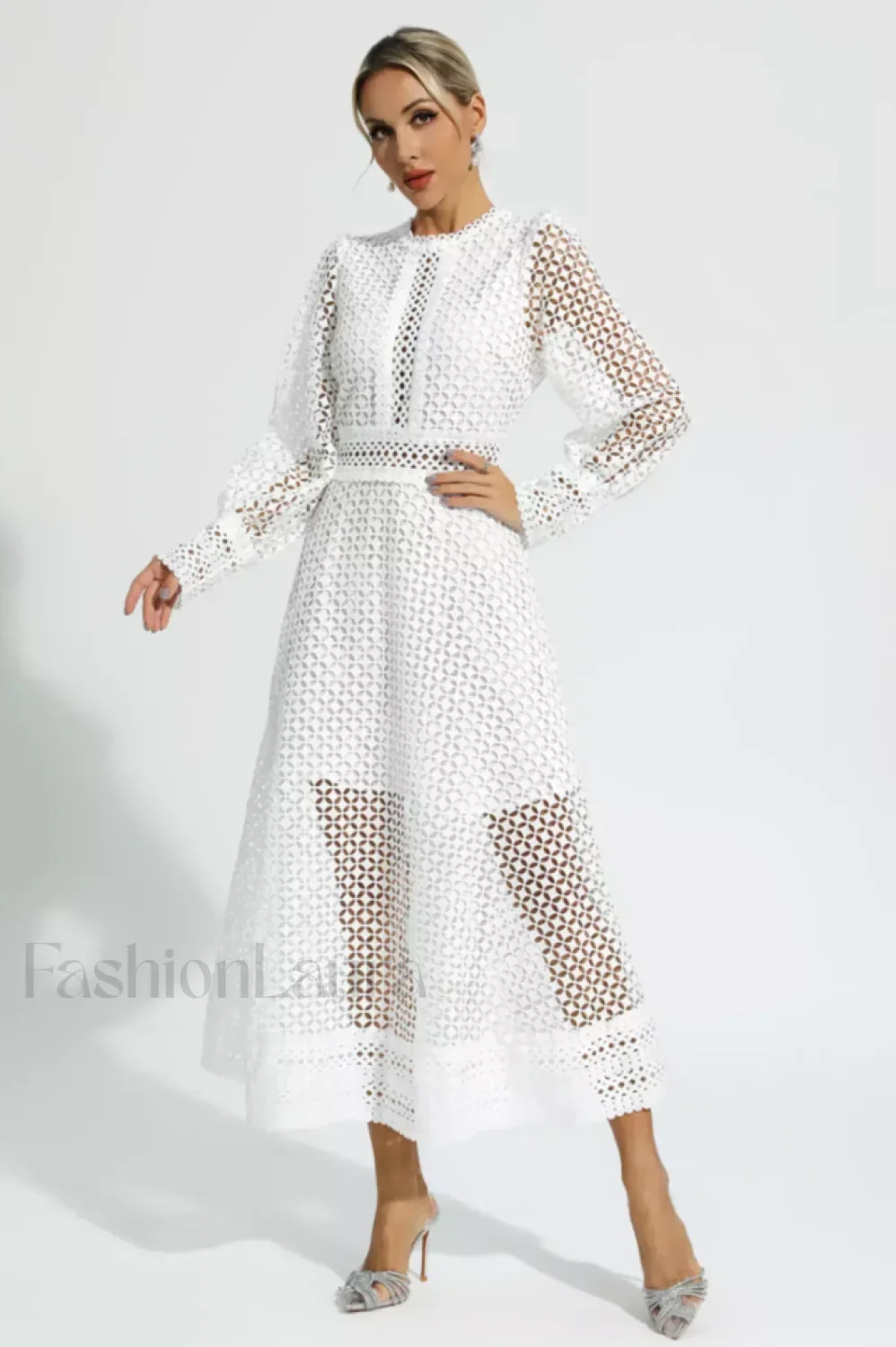 Puff Sleeves Fit Charming & Flare Midi Dress - Image 3