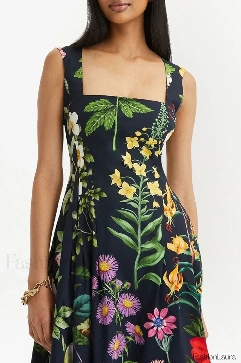 Printed Tie-Back Stylish Cotton-Blend Midi Dress - Image 12