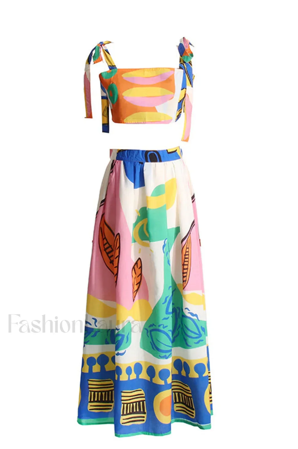 Printed Crop Top Charming + Midi Skirt Set - Image 3