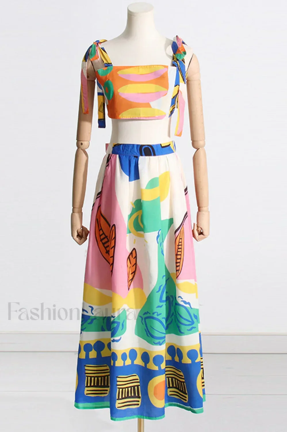 Printed Crop Top Charming + Midi Skirt Set - Image 4