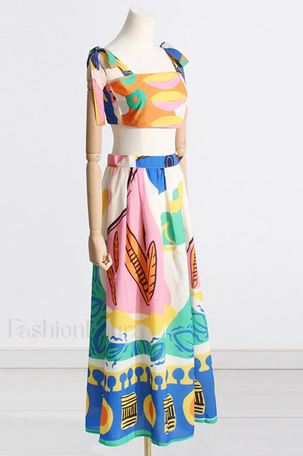 Printed Crop Top Charming + Midi Skirt Set - Image 7