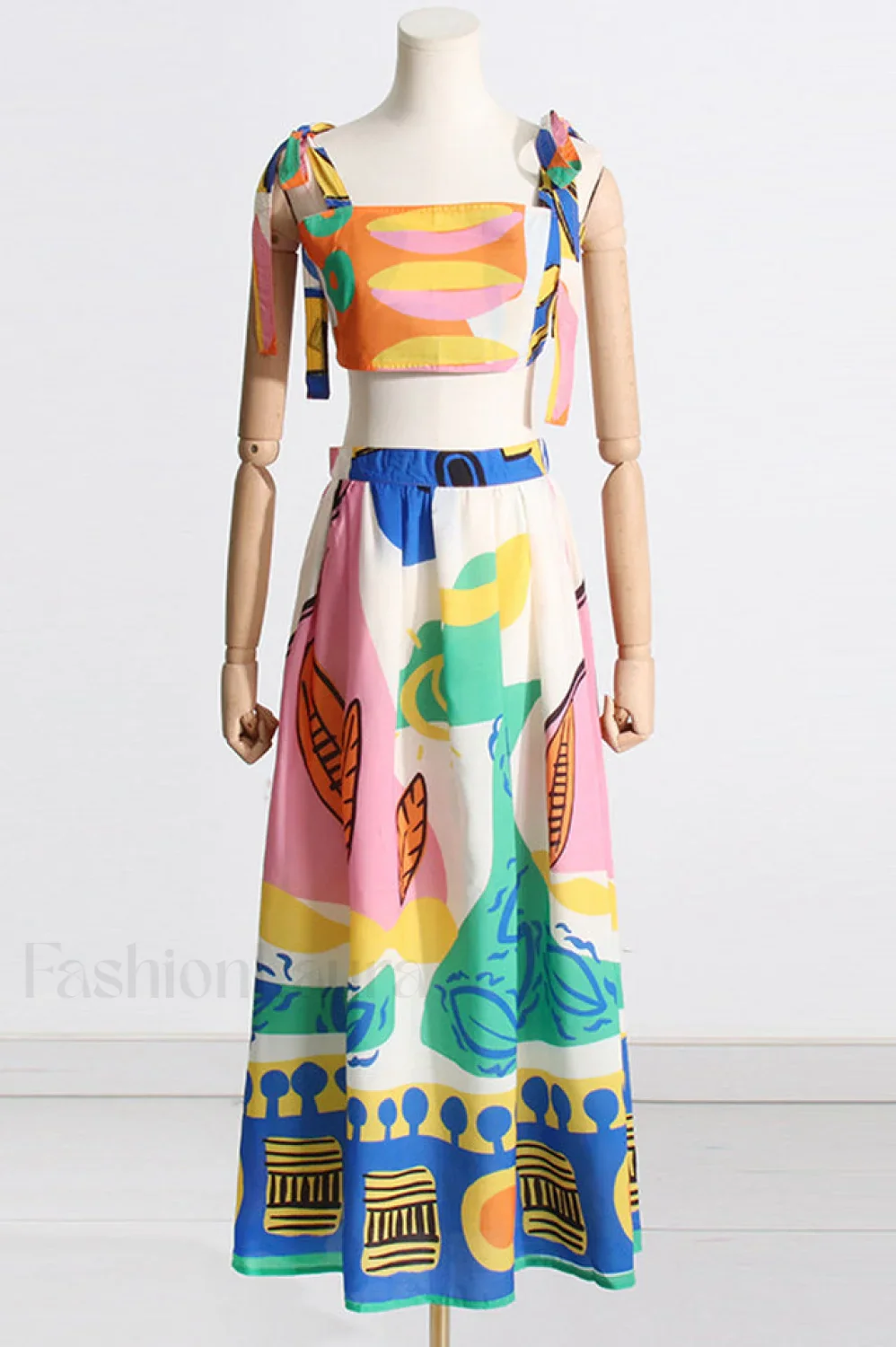 Printed Crop Top Charming + Midi Skirt Set - Image 9