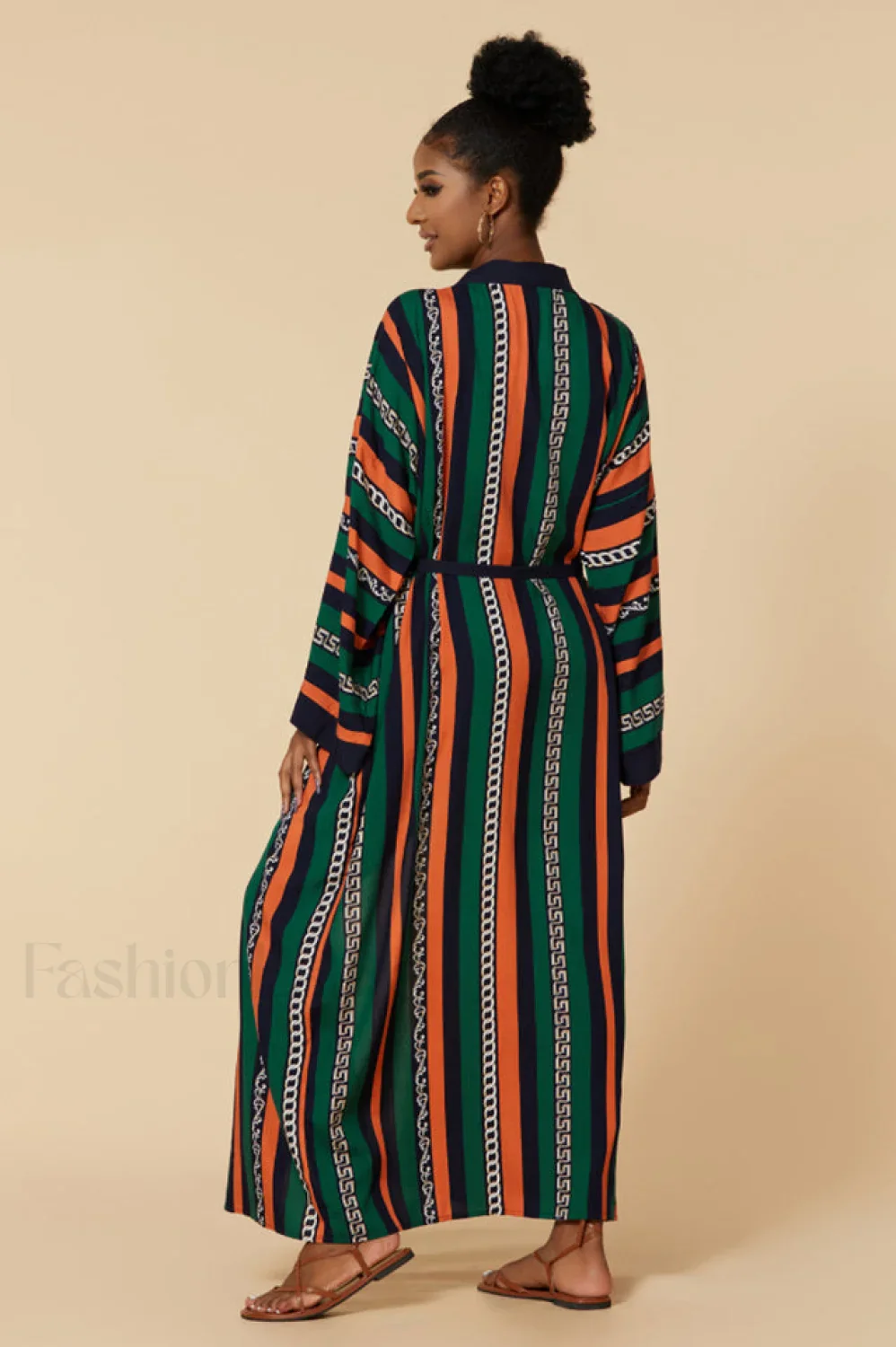 Print Belted Stylish Kimono Dress - Image 33