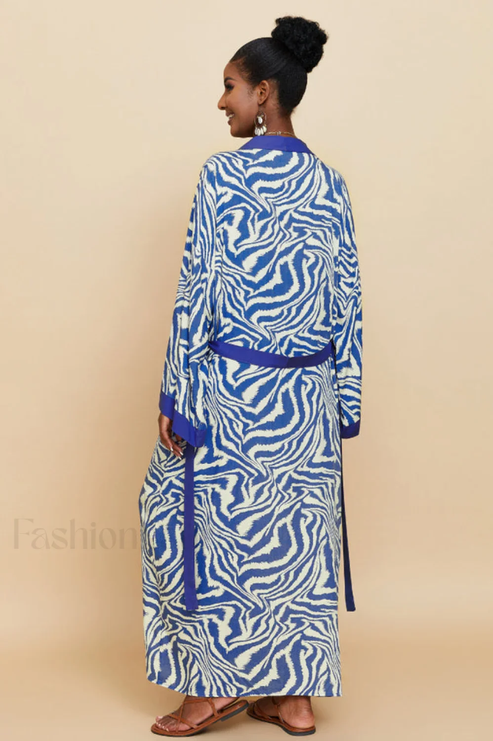 Print Belted Stylish Kimono Dress - Image 52