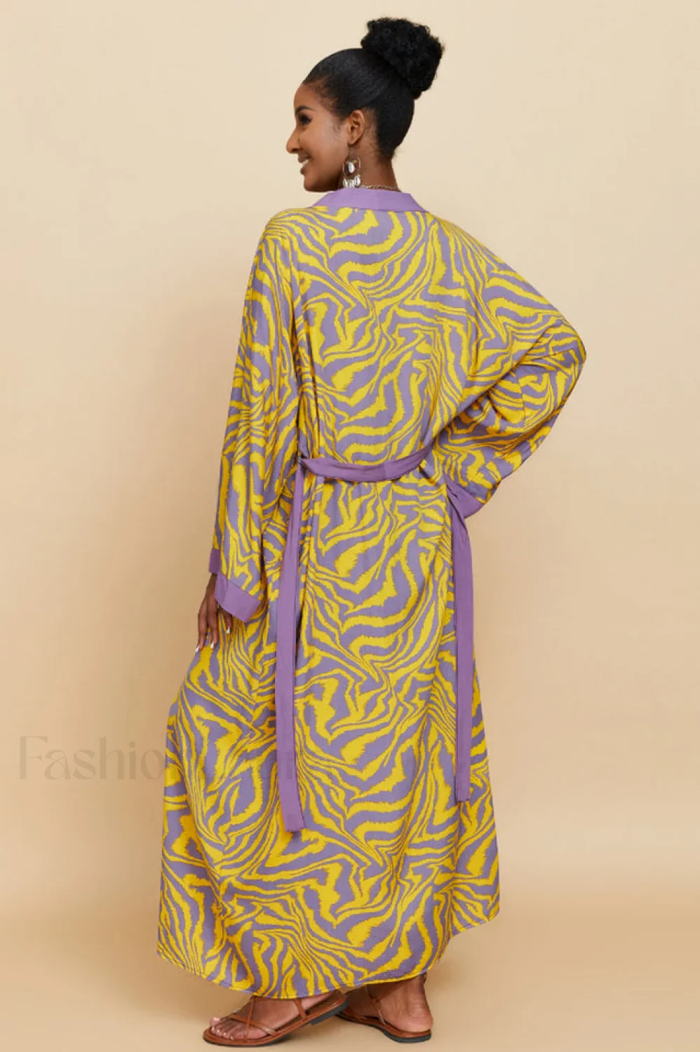 Print Belted Stylish Kimono Dress - Image 64