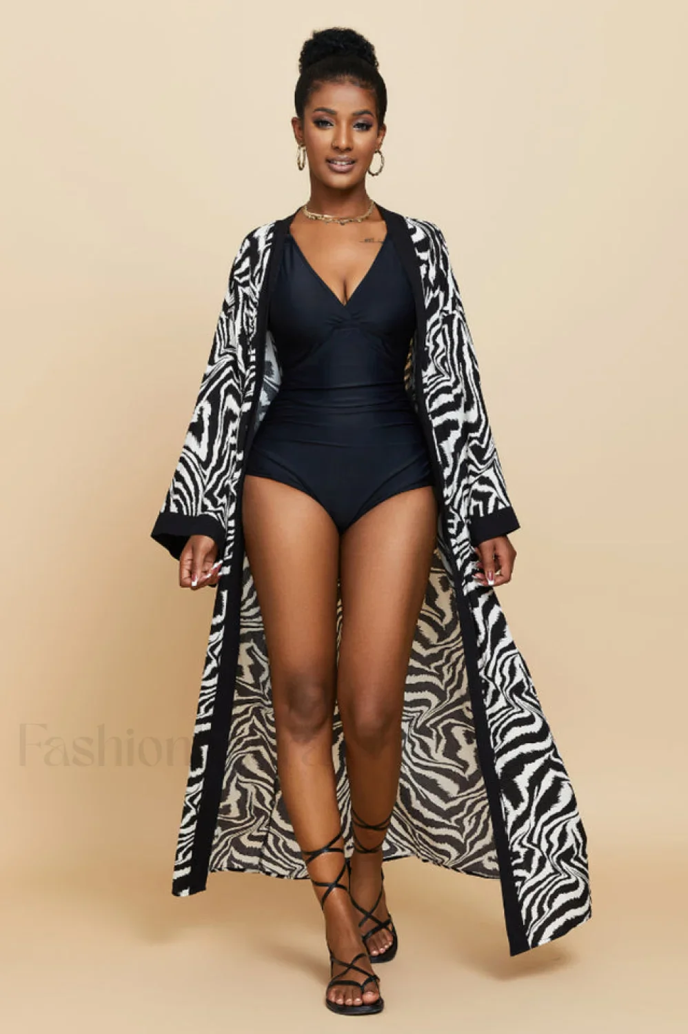 Print Belted Stylish Kimono Dress - Image 8