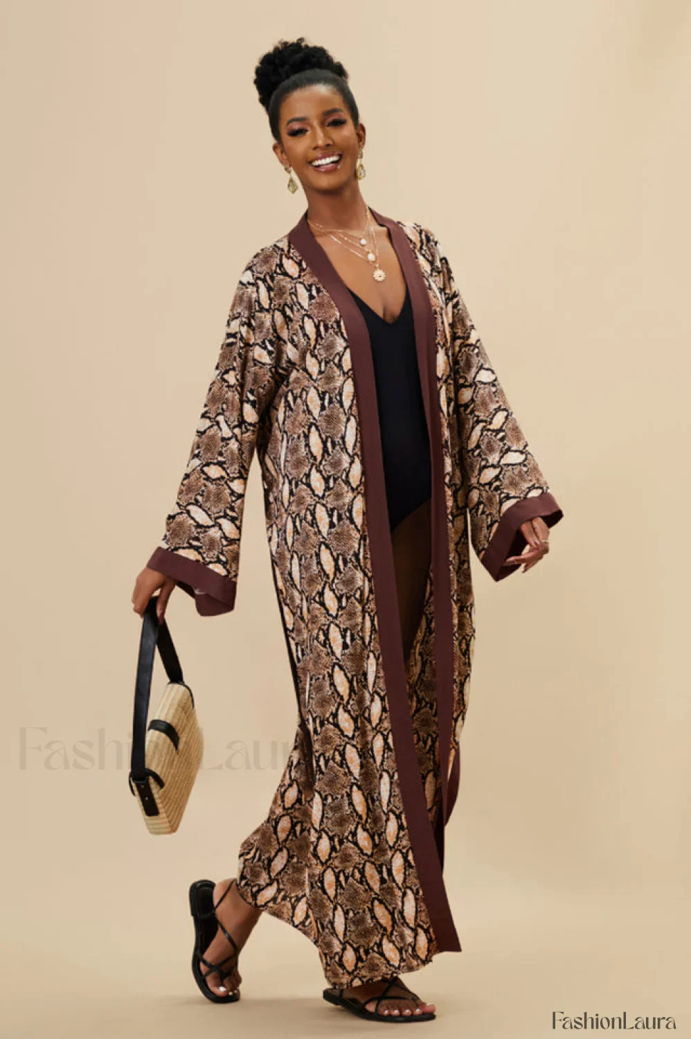 Print Belted Stylish Kimono Dress - Image 81
