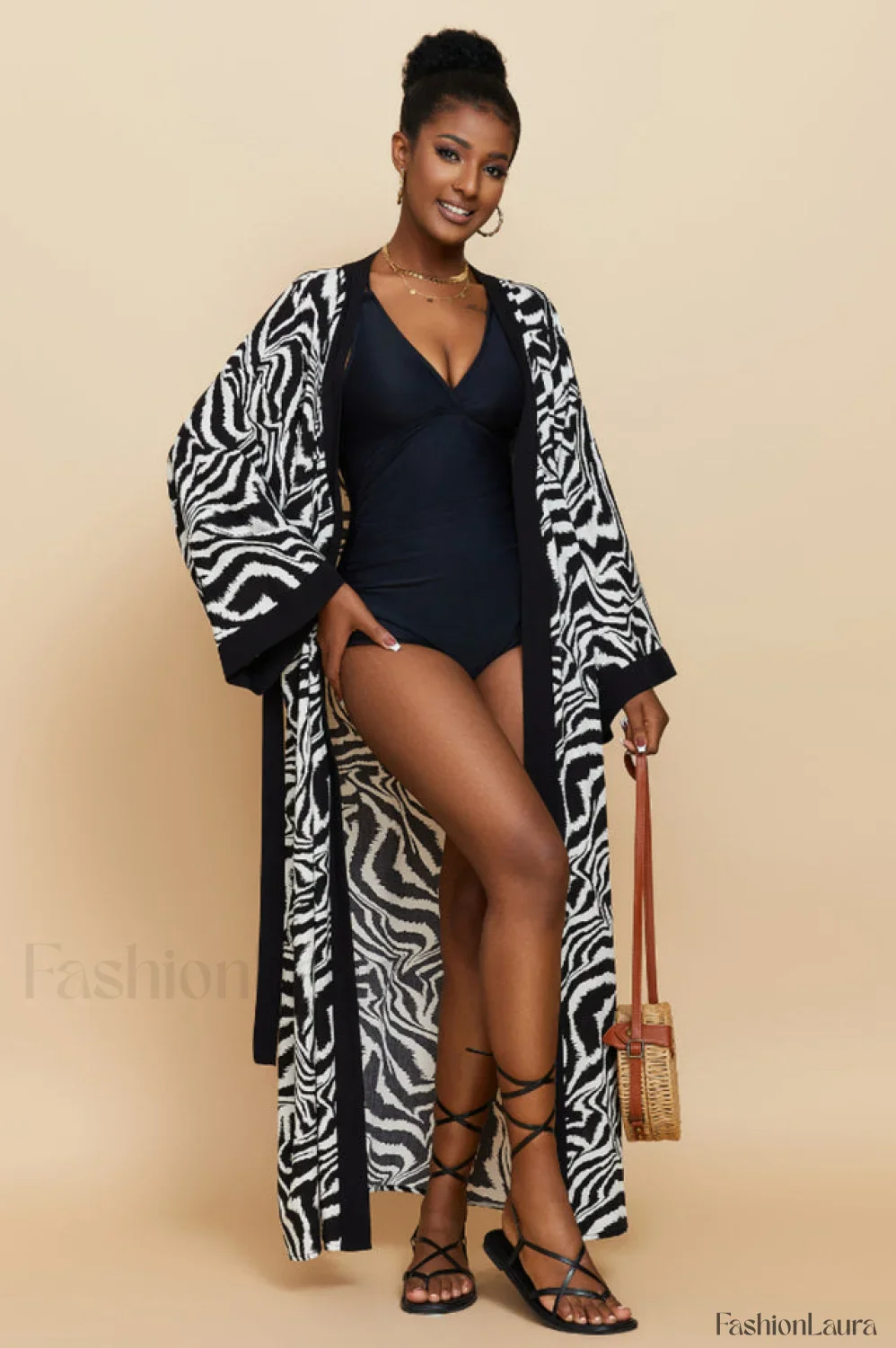 Print Belted Stylish Kimono Dress - Image 90