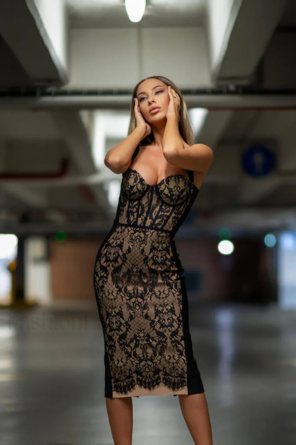 Poem Sling Stylish Dress With Lace - Image 34