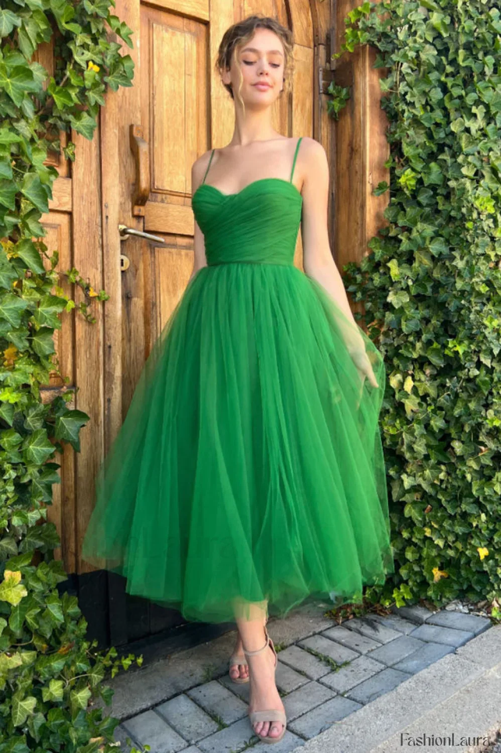 Pleats Spaghetti Stylish Straps Midi Dress - Image 9