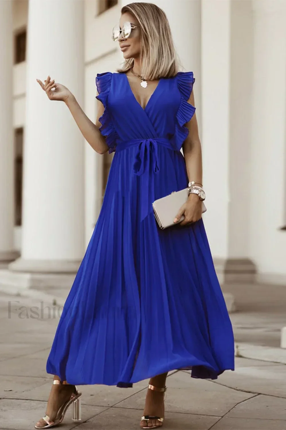 Pleated Elegant Maxi Dress - Image 12