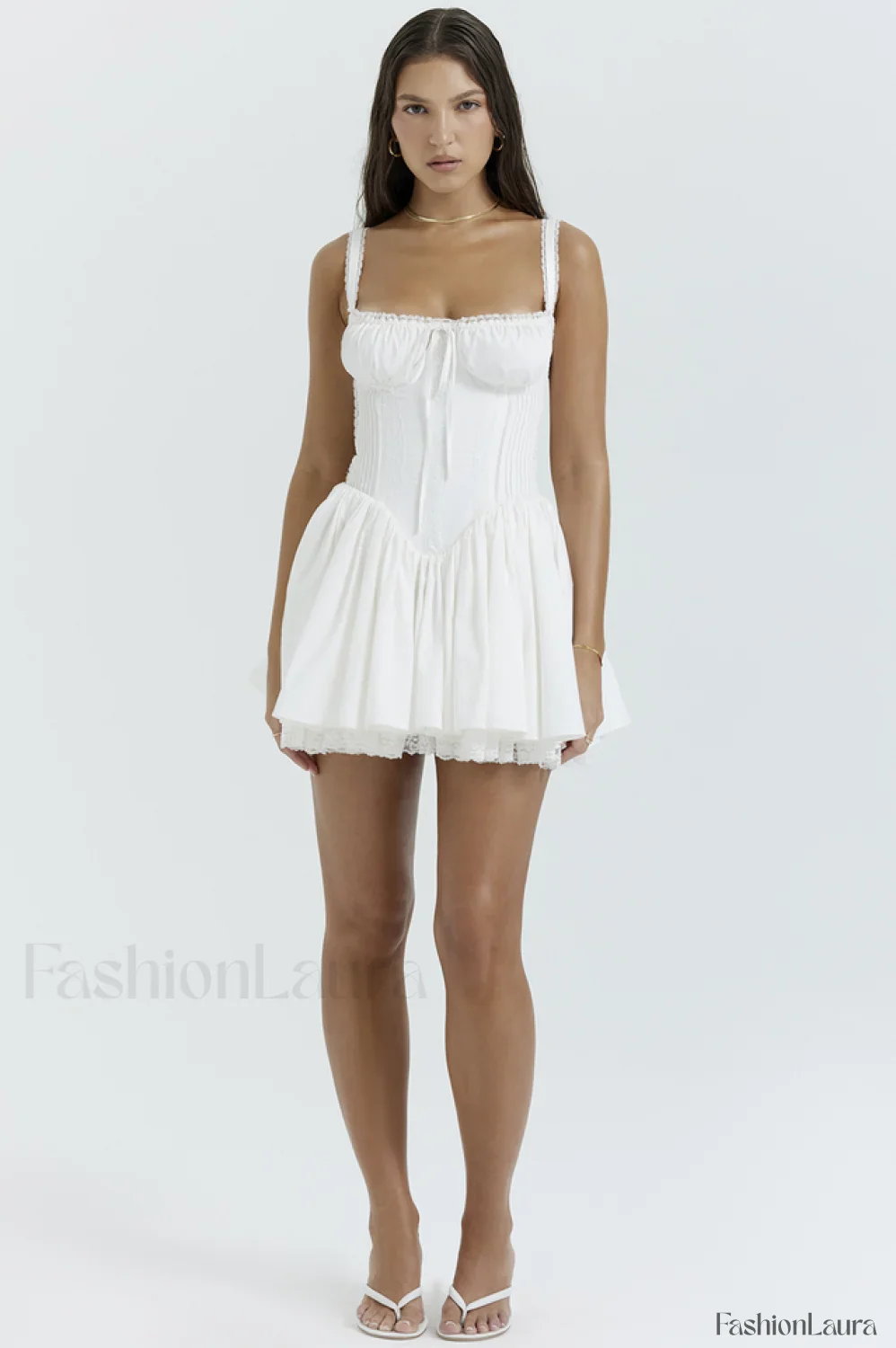Pietra White Stylish Corset Mini Dress - Image 59