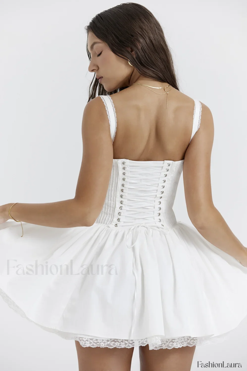 Pietra White Stylish Corset Mini Dress - Image 60