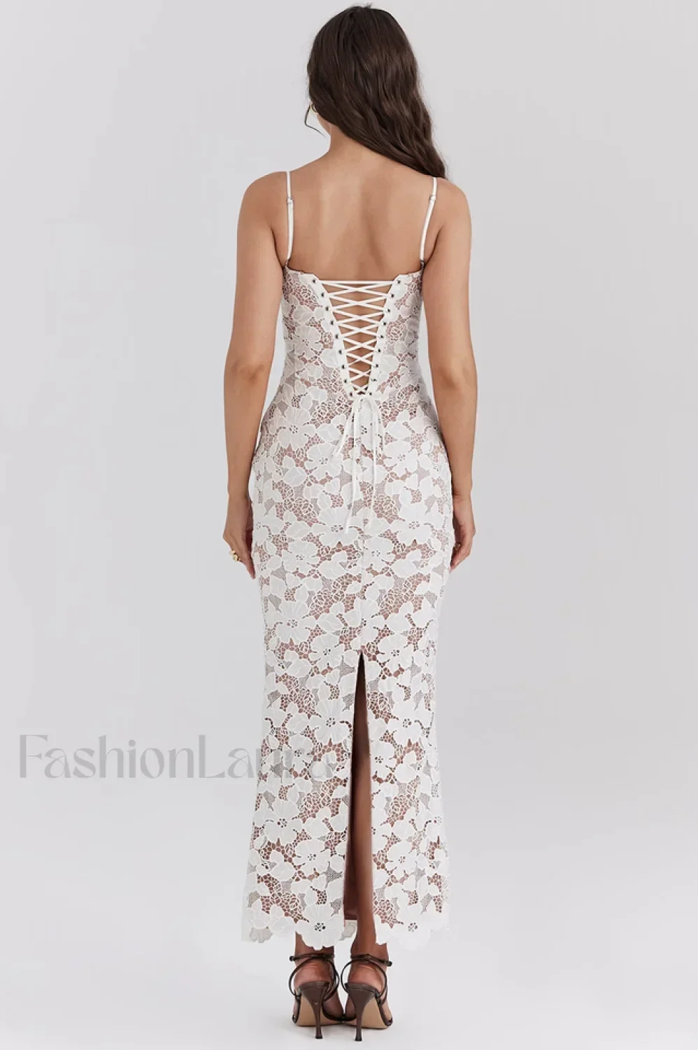 Pearl White Floral Charming Embroidered Maxi Dress - Image 6