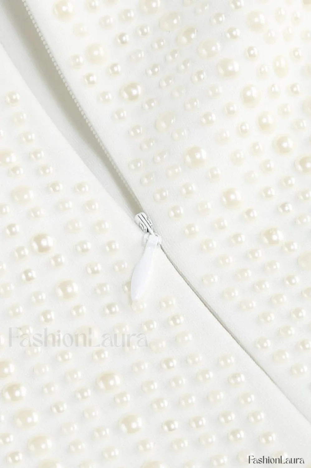 Pearl Studded Stylish White Mini Dress - Image 10