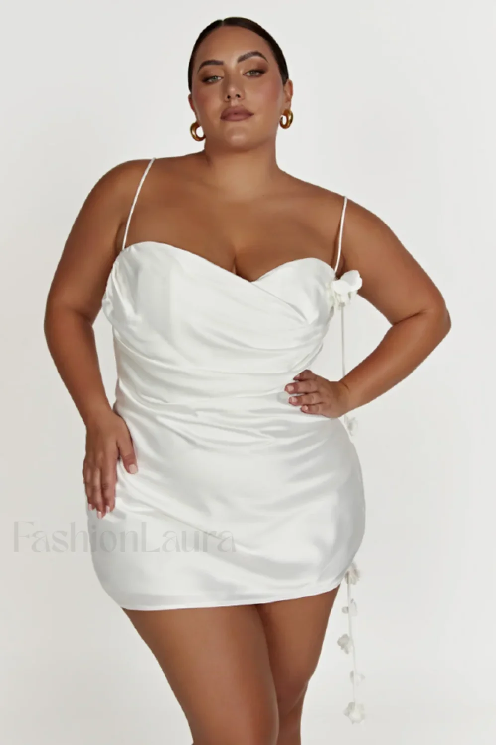 Otillie Rose Halter Charming Satin Mini Dress - Image 13