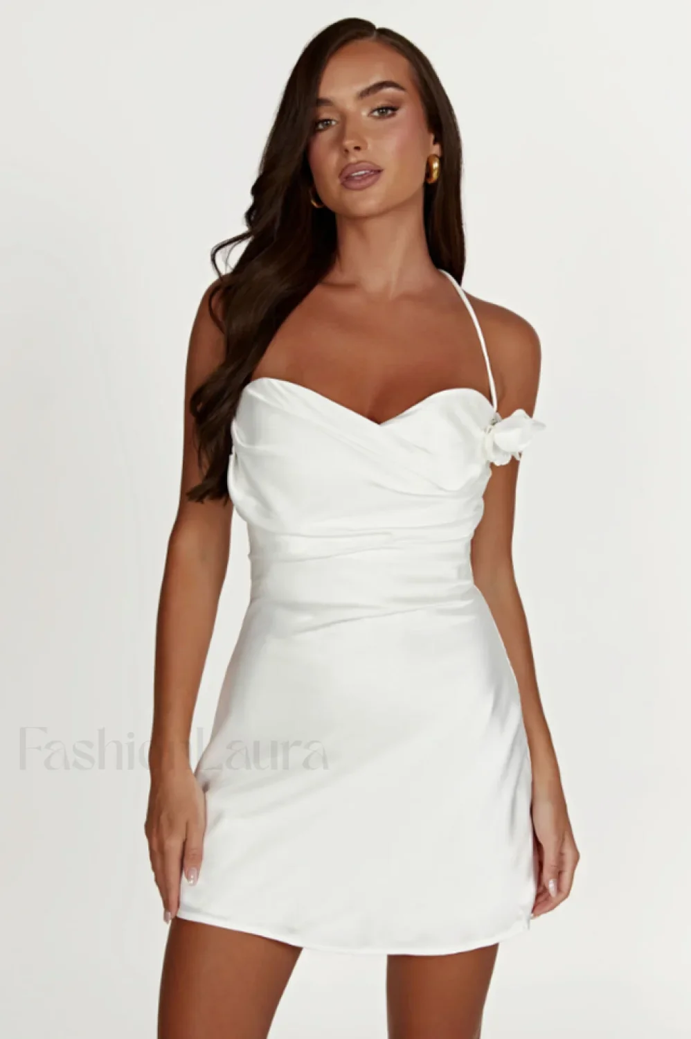 Otillie Rose Halter Charming Satin Mini Dress - Image 2