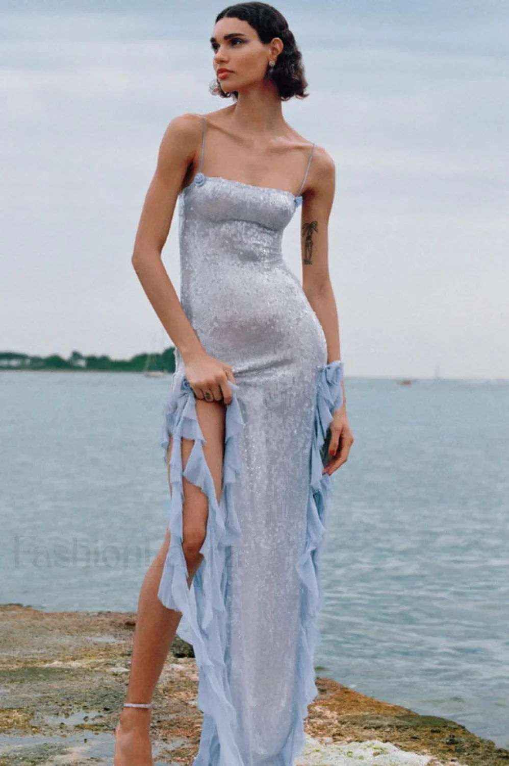 Othniel Sequin Stylish Embellished Ruffle Dress - Image 17