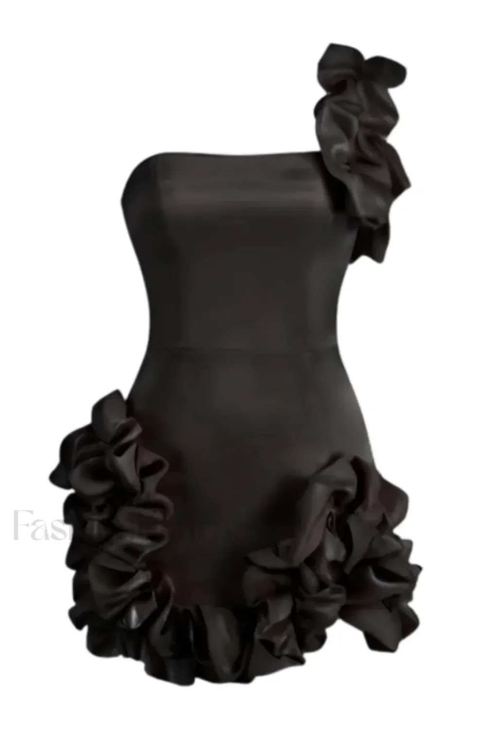 One Shoulder Ruffled Charming Sheath Mini Dress - Image 15