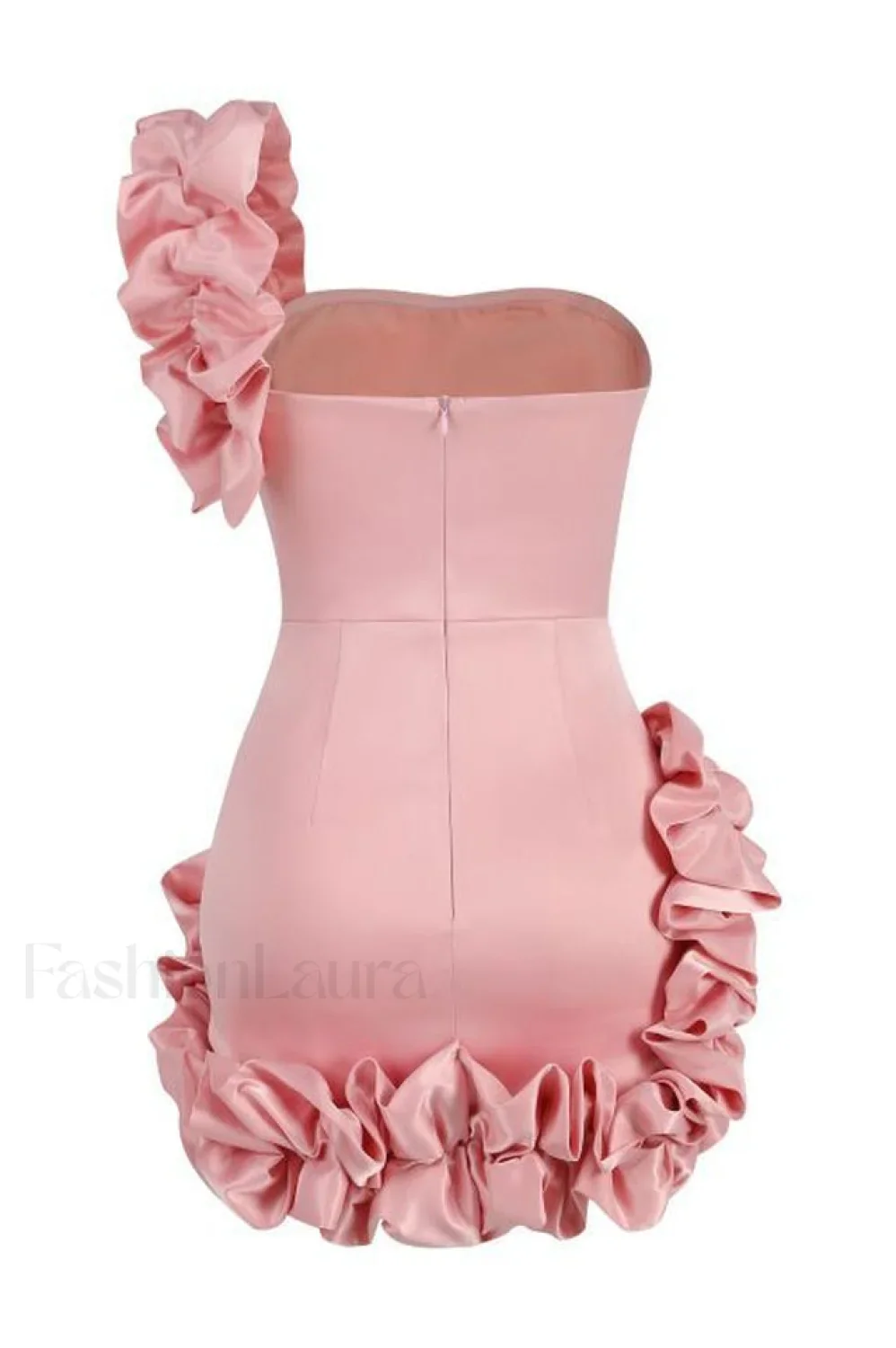 One Shoulder Ruffled Charming Sheath Mini Dress - Image 25