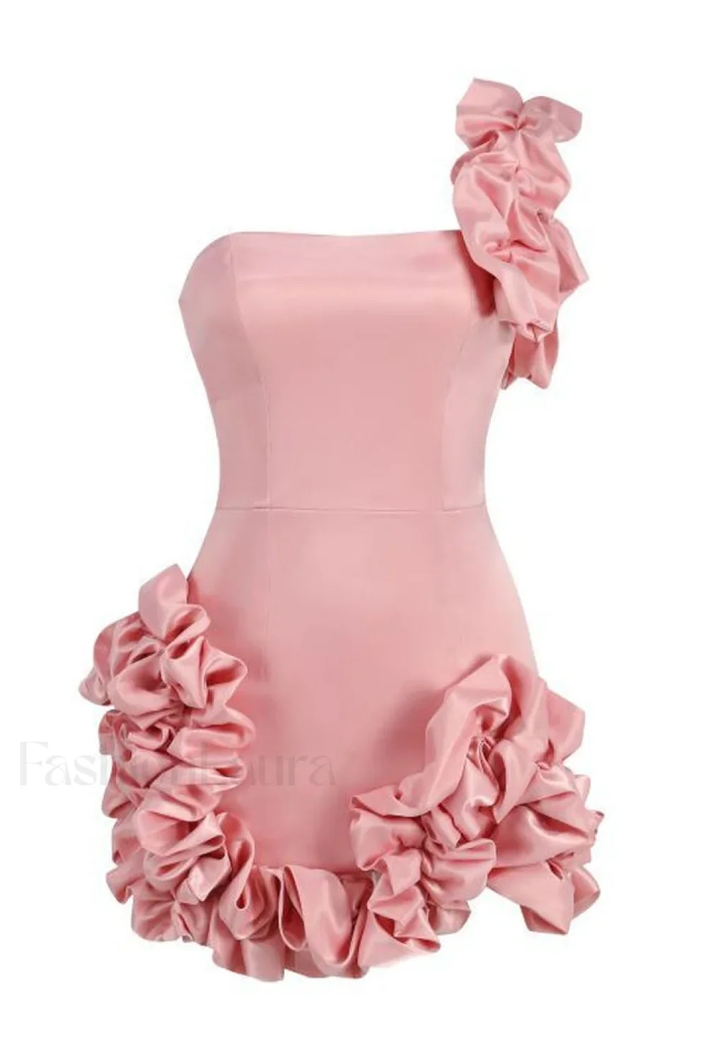 One Shoulder Ruffled Charming Sheath Mini Dress - Image 26