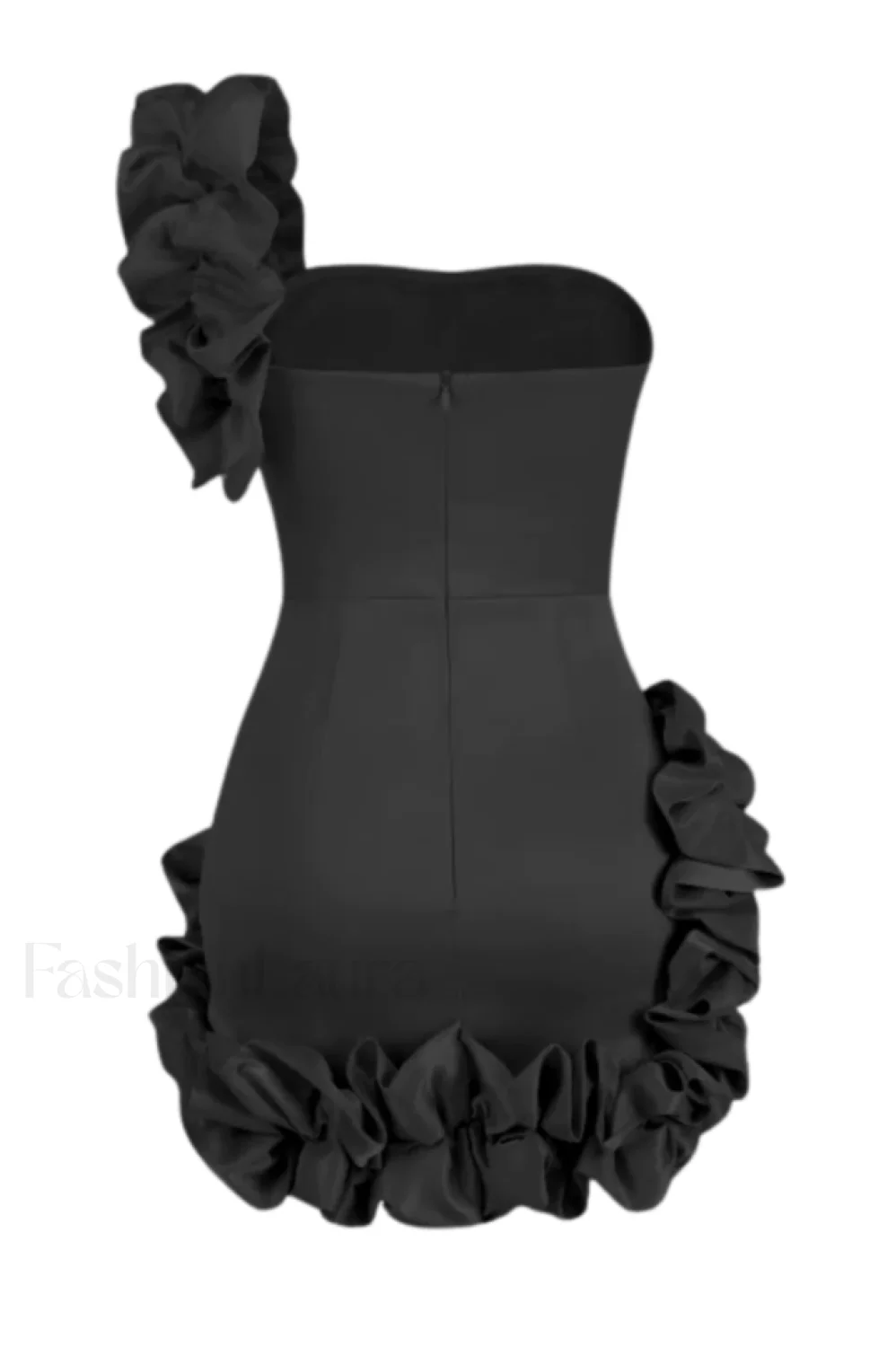 One Shoulder Ruffled Charming Sheath Mini Dress - Image 27