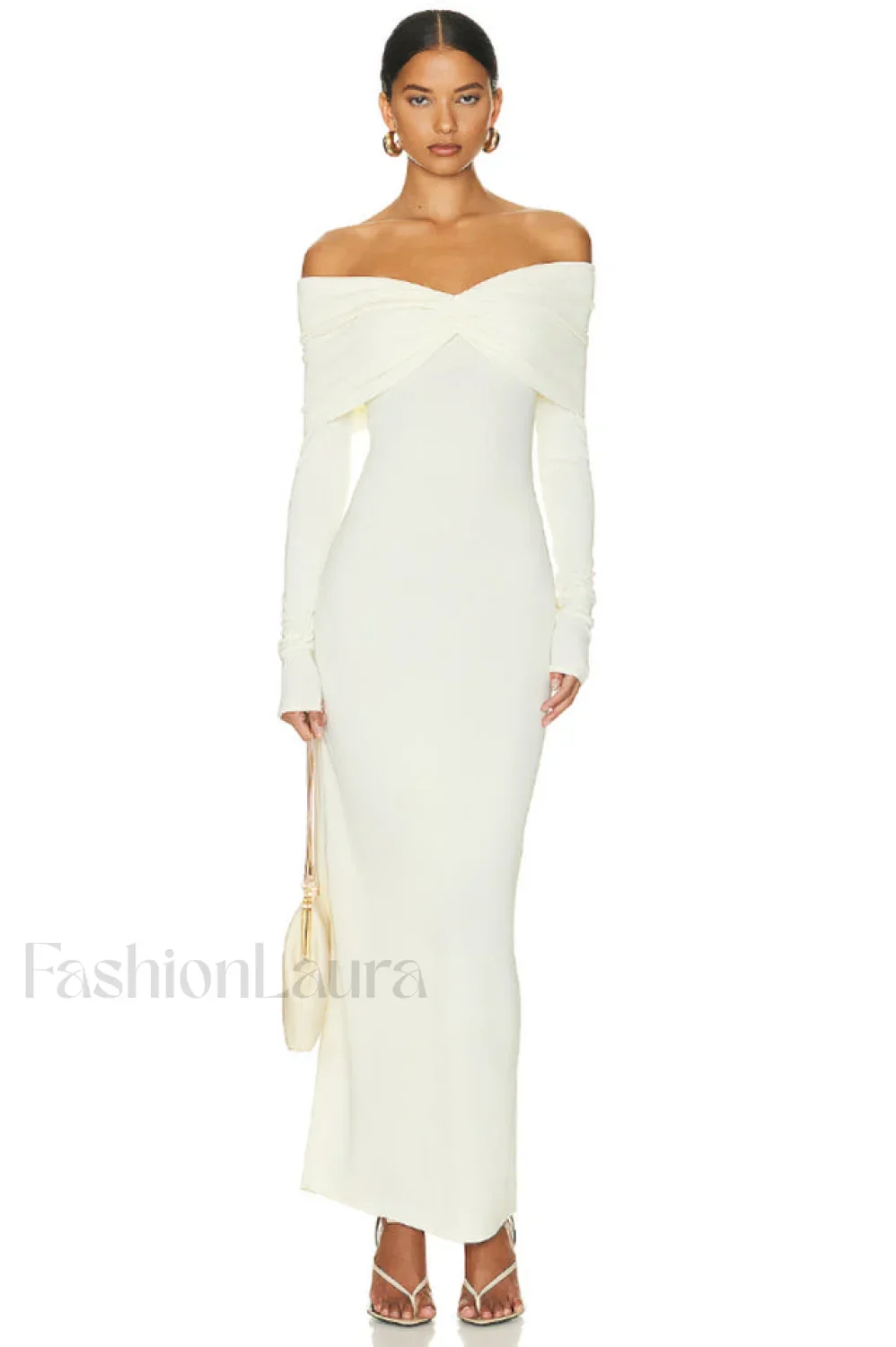 Off Shoulder Bodycon Charming Bardot Midi Dress - Image 8