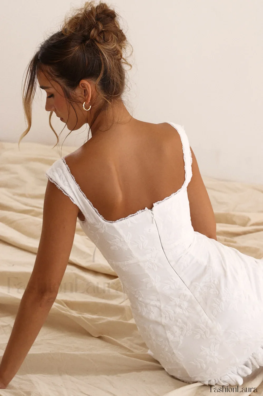 Odessa White Stylish Embroidered Mini Dress - Image 11
