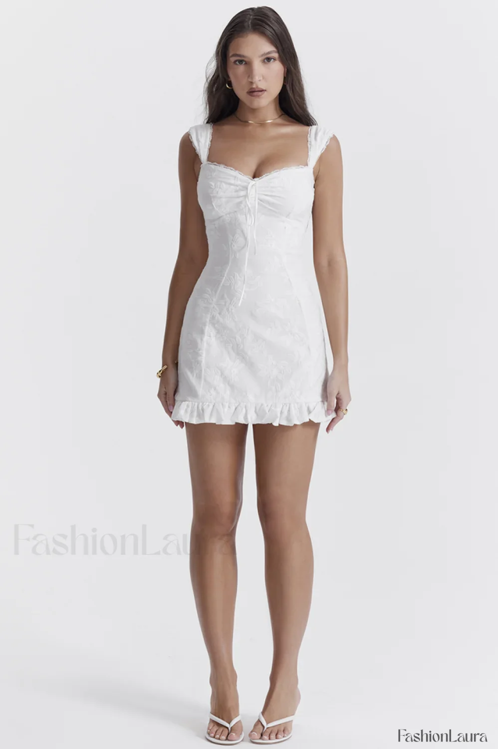 Odessa White Stylish Embroidered Mini Dress - Image 17